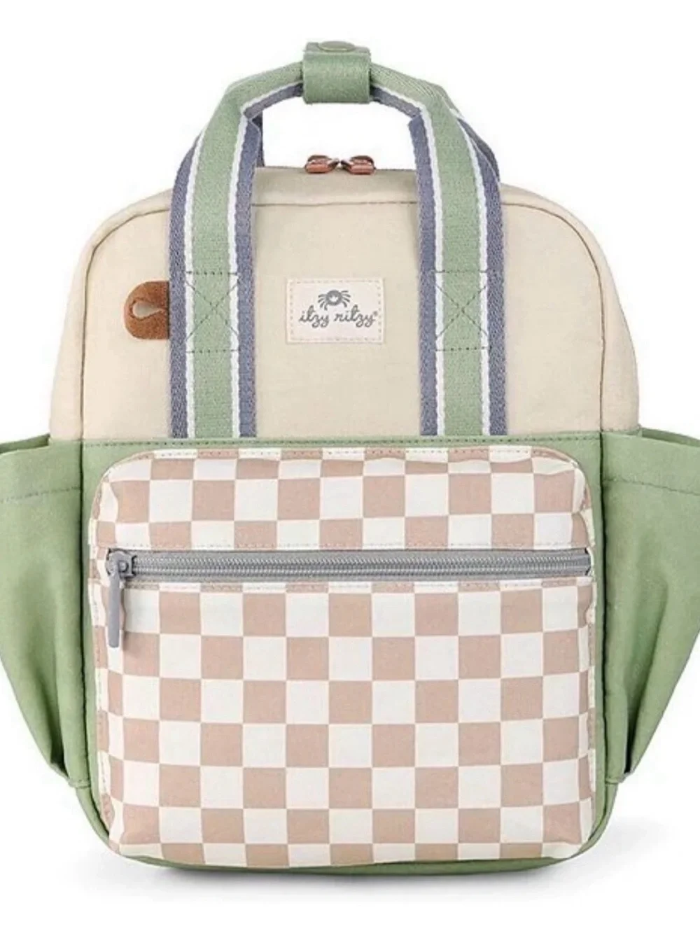 Itzy Ritzy Toddler Kid’s Beige/Green Casual School Mini Backpack